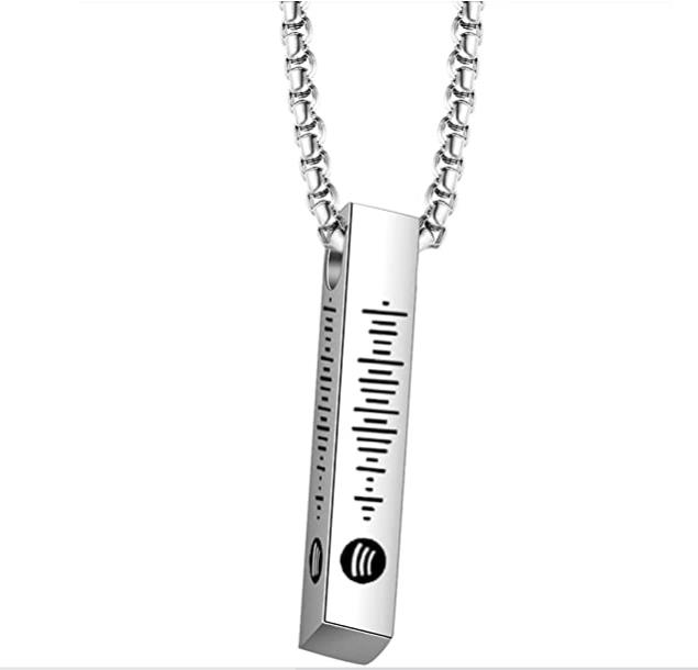 Engraving Stainless Steel Vertical Bar Necklace