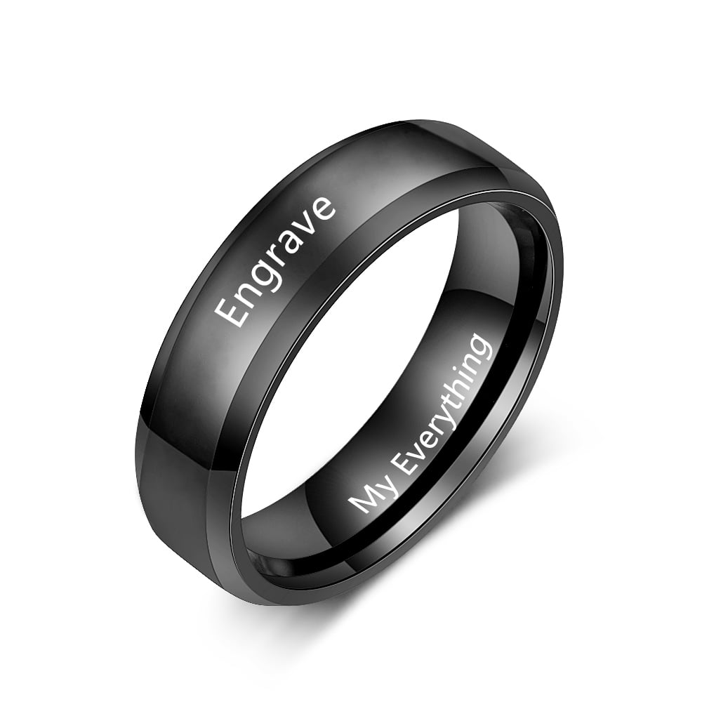 Personalized Stainless Steel Black Ring