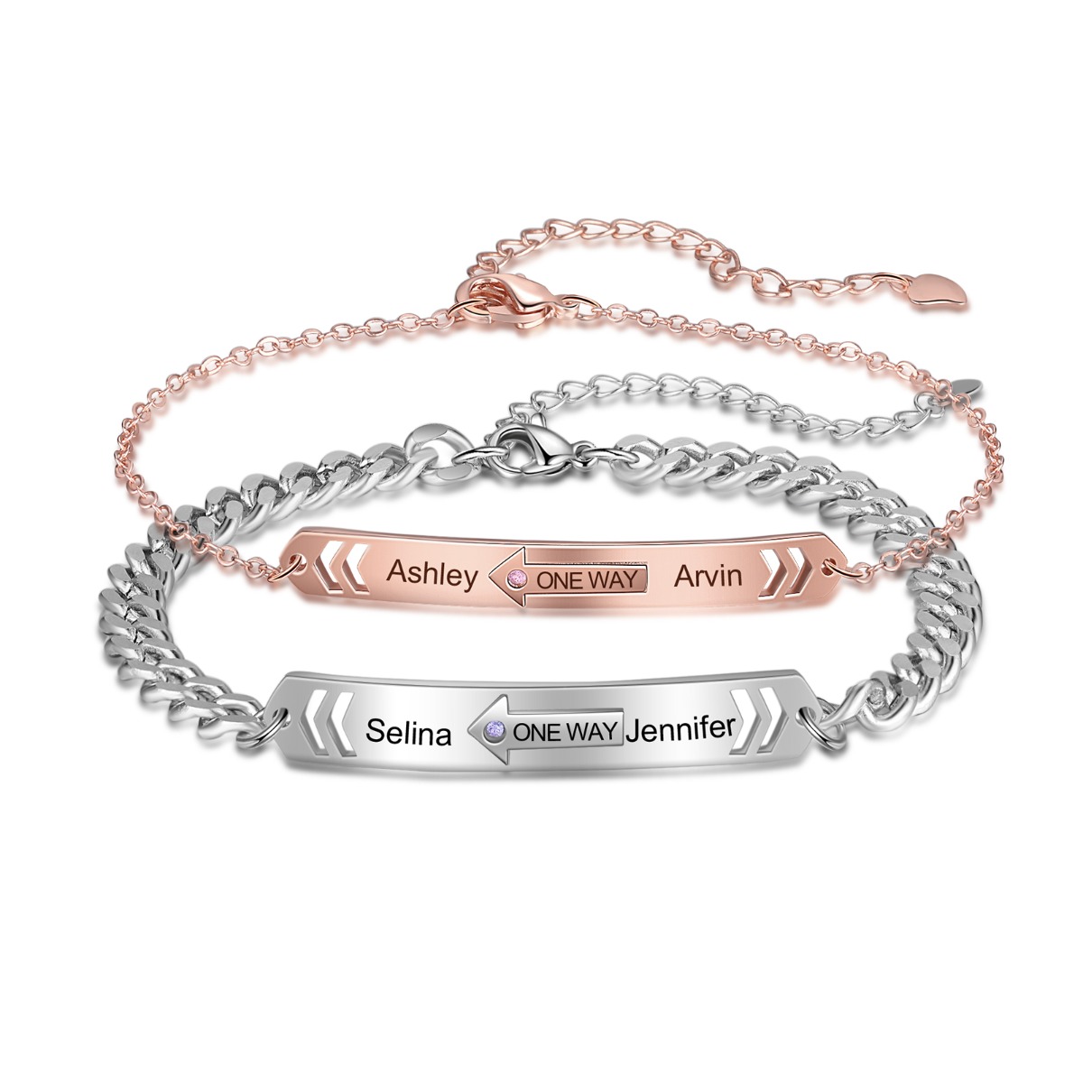 Rhodium Plated Couple Bracelet