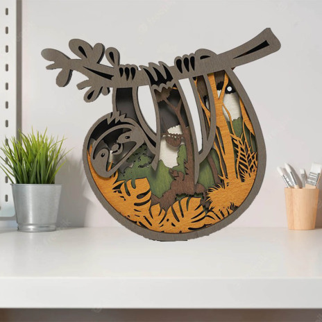 Wooden Sloth Decoration Ornament