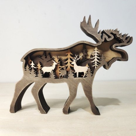 Christmas Decoration Wooden Animal Light Ornament
