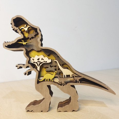 Wooden Animal Dinosaur Light Ornament
