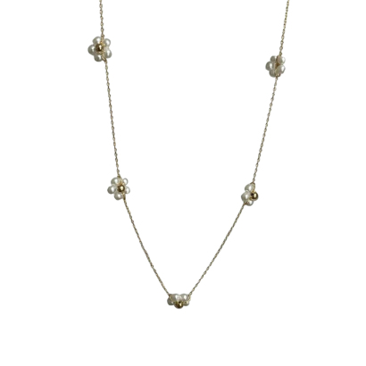 Fresh Pearl Flower Necklace